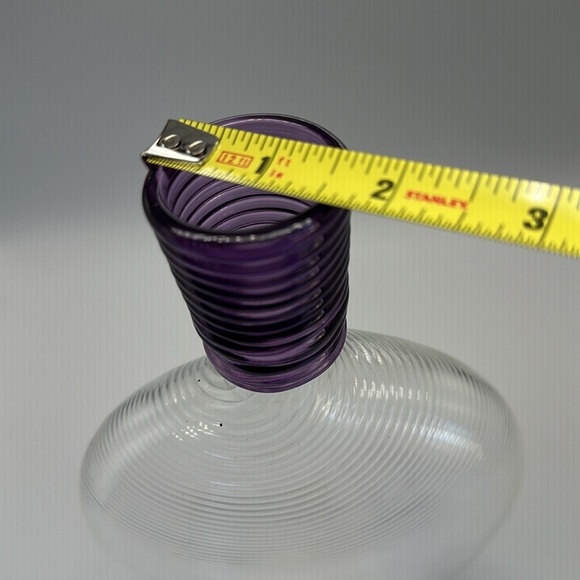 Studio PARAN Richard Jones Optic Twist Flask Glass Vase purple and clear Signed - Picture 10 of 12